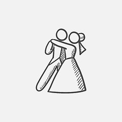 Image showing First wedding dance sketch icon.