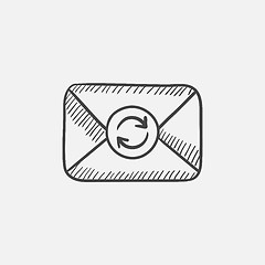 Image showing Envelope mail with refresh sign sketch icon.