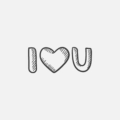 Image showing Abbreviation i love you sketch icon.