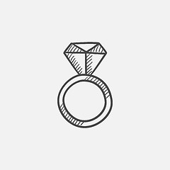 Image showing Engagement ring with diamond sketch icon.