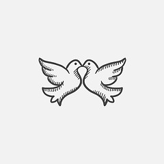 Image showing Wedding doves sketch icon.