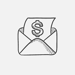 Image showing Envelope mail with dollar sign sketch icon.