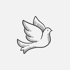 Image showing Wedding dove sketch icon.