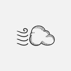 Image showing Windy cloud sketch icon.