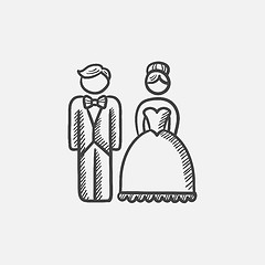 Image showing Bride and groom sketch icon.