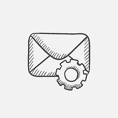 Image showing Envelope mail with gear sketch icon.