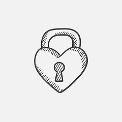 Image showing Lock shaped heart sketch icon.