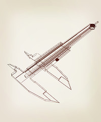 Image showing Vernier caliper. 3D illustration. Vintage style.