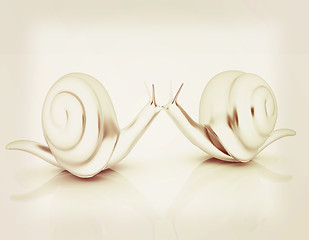 Image showing 3d fantasy animals, snails on white background . 3D illustration