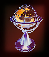 Image showing Terrestrial globe model . 3D illustration. Vintage style.