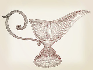 Image showing Vase in the eastern style. 3D illustration. Vintage style.