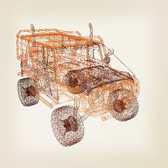 Image showing 3d model cars . 3D illustration. Vintage style.