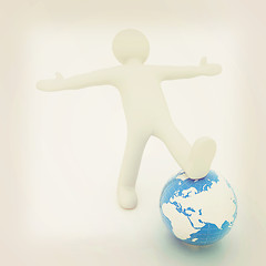 Image showing 3d man and earth. Global business concept: the whole earth at my