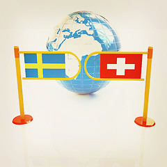 Image showing Three-dimensional image of the turnstile and flags of Switzerlan