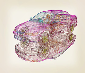 Image showing Model cars. 3d render . 3D illustration. Vintage style.