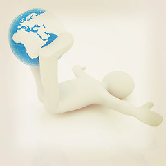 Image showing 3d man exercising position on Earth - fitness ball. My biggest G