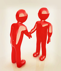 Image showing Handshake. 3D mans . 3D illustration. Vintage style.