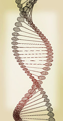 Image showing DNA structure model. 3D illustration. Vintage style.