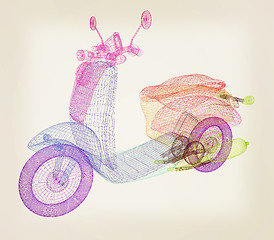 Image showing Vintage Retro Moped. 3d model. 3D illustration. Vintage style.