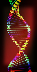 Image showing DNA structure model. 3D illustration. Vintage style.