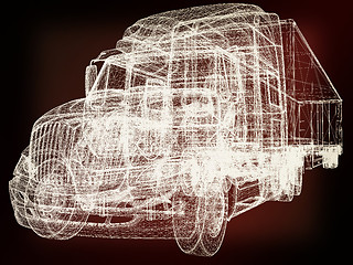 Image showing Model cars trailer. 3d render . 3D illustration. Vintage style.
