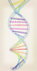Image showing DNA structure model. 3D illustration. Vintage style.