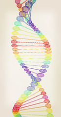 Image showing DNA structure model. 3D illustration. Vintage style.