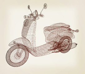 Image showing Vintage Retro Moped. 3d model. 3D illustration. Vintage style.