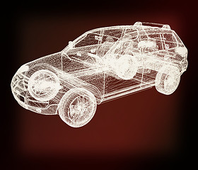 Image showing Model cars. 3d render . 3D illustration. Vintage style.