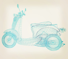 Image showing Vintage Retro Moped. 3d model. 3D illustration. Vintage style.