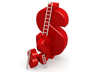 Image showing Red dollar sign with ladder