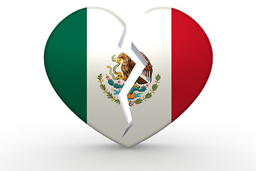 Image showing Broken white heart shape with Mexico flag