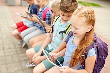 Image showing group of happy elementary school students talking