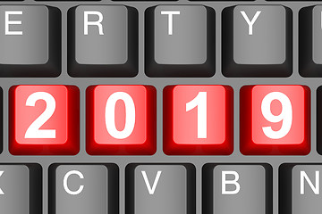Image showing Year 2019 button on modern computer keyboard