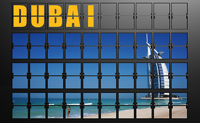 Image showing Airport display board of Dubai