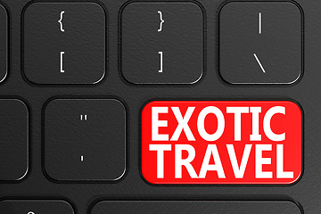 Image showing Exotic Travel on black keyboard