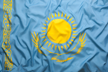 Image showing Textile flag of Kazakhstan