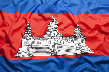 Image showing Textile flag of Cambodia