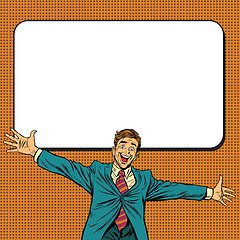 Image showing Happy businessman welcomes on white background