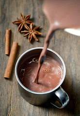 Image showing Hot chocolate with cinnamon stick