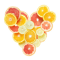 Image showing Heart from slices of citrus fruit