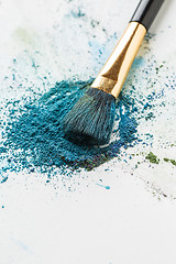 Image showing Scattered shade of aqua Colour with brush on white background