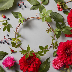 Image showing flowers frame in white background isolated