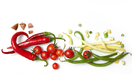 Image showing pepper, beans with cherry tomatoes