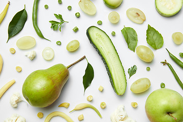 Image showing Composition with fresh vegetables and fruits on a white background