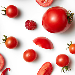 Image showing tomato cherry and raspberry