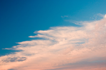 Image showing Yellow and orange clouds on blue sky