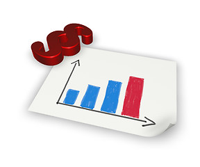 Image showing paragraph symbol and paper sheet with business graph - 3d rendering