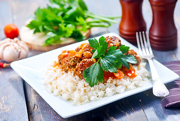 Image showing boiled rice with sauce