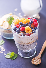 Image showing milk with chia seeds and berries